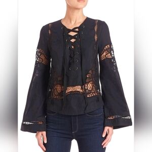 FREE PEOPLE Bittersweet LaceUp Blouse Whimsigoth Bewitching